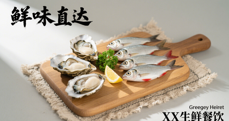 需要设计一张以生鲜为主题的餐饮公司海报，突出食材的新鲜与品质